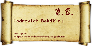 Modrovich Bekény névjegykártya
